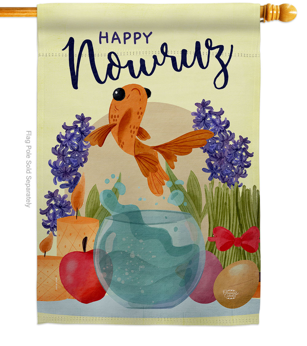 Happy Nowruz Holiday Celebration Double-Sided Garden Decorative House Flag, Multi Color