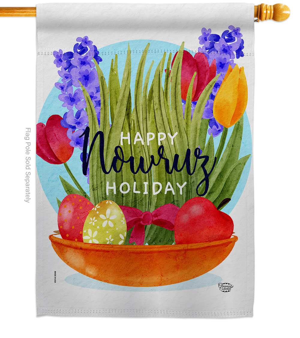 Happy Nowruz Celebration Double-Sided Garden Decorative House Flag, Multi Color