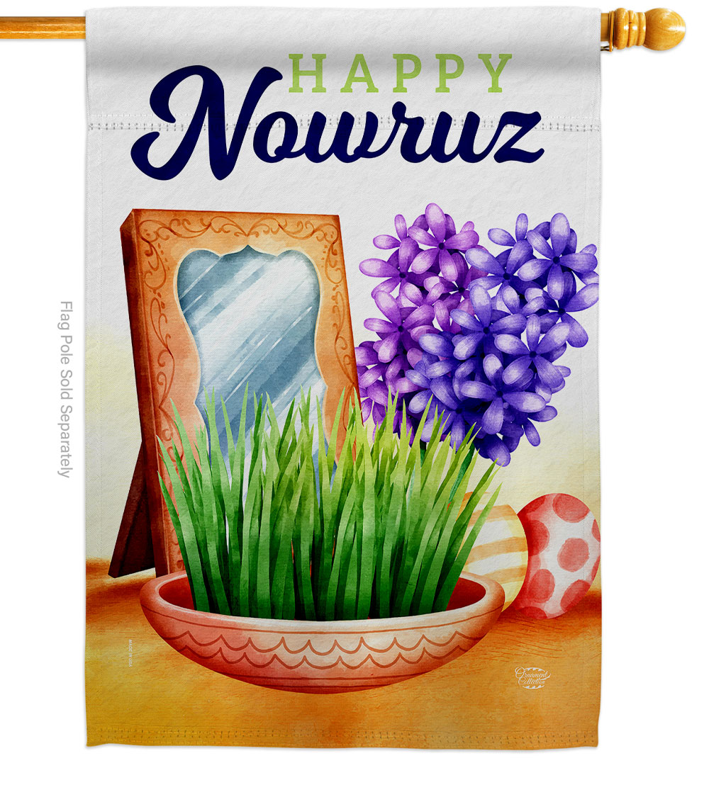 Nowruz Greeting Celebration Double-Sided Garden Decorative House Flag, Multi Color