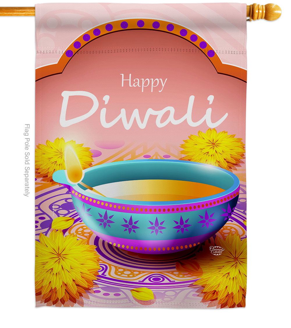 Happy Diwali Celebration Double-Sided Garden Decorative House Flag, Multi Color