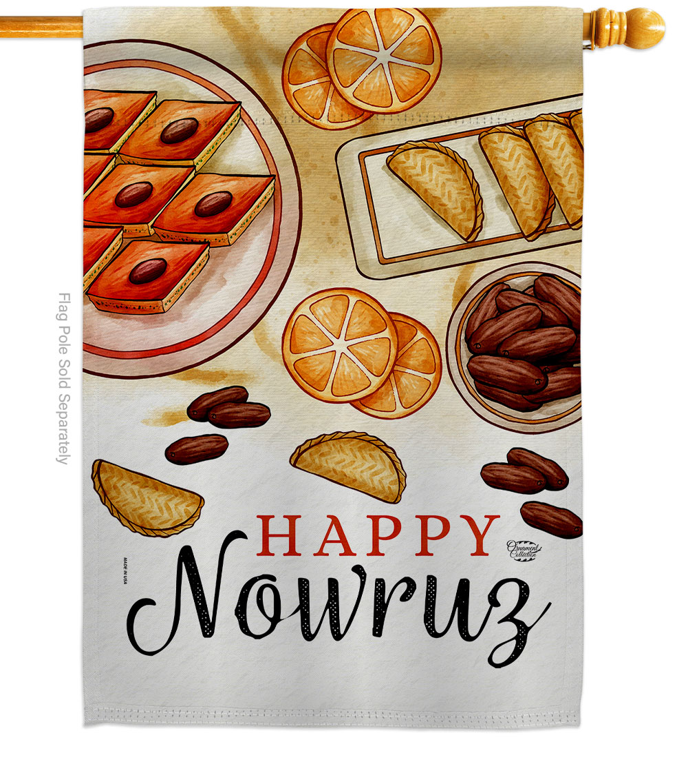 Happy Nowruz Day Celebration Double-Sided Garden Decorative House Flag, Multi Color