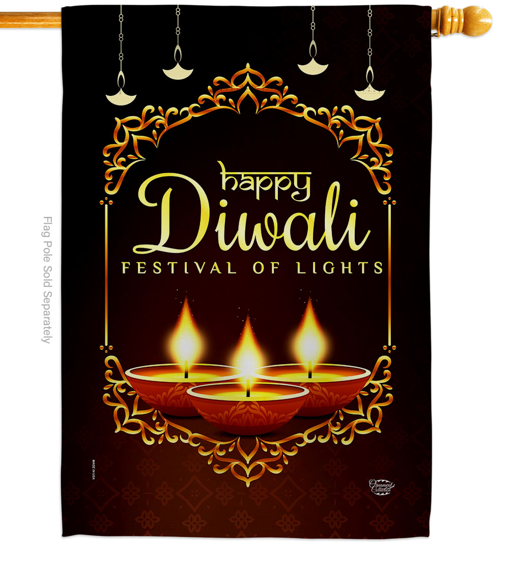 Celerate Diwali Celebration Double-Sided Garden Decorative House Flag, Multi Color
