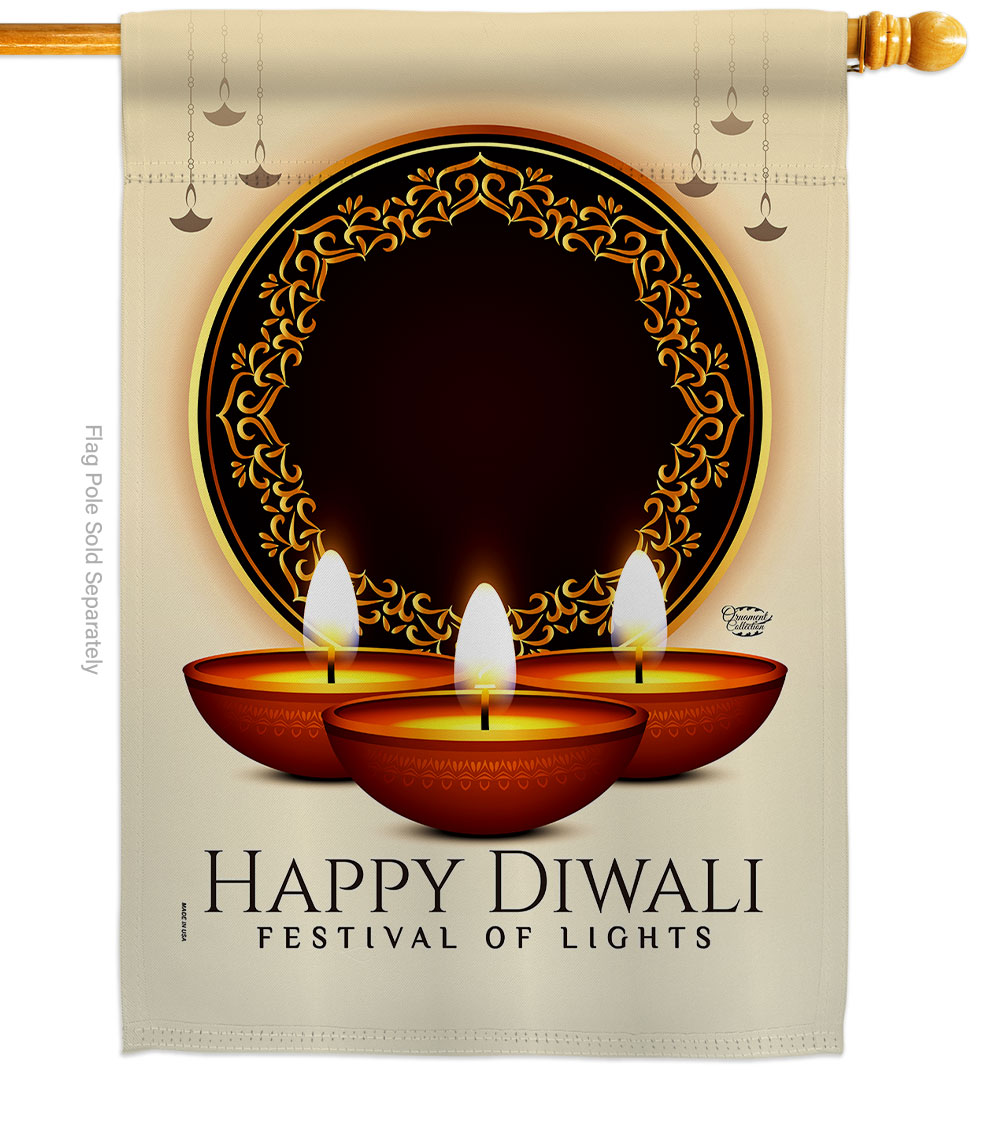 Deepawali Greeting Celebration Double-Sided Garden Decorative House Flag, Multi Color