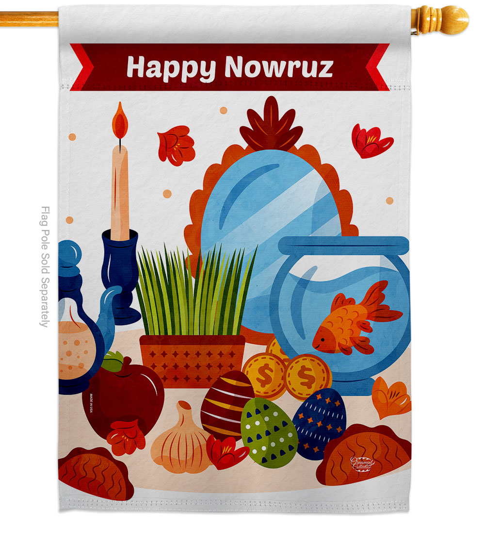 Persian New Years Table Celebration Nowruz Double-Sided Garden Decorative House Flag, Multi Color
