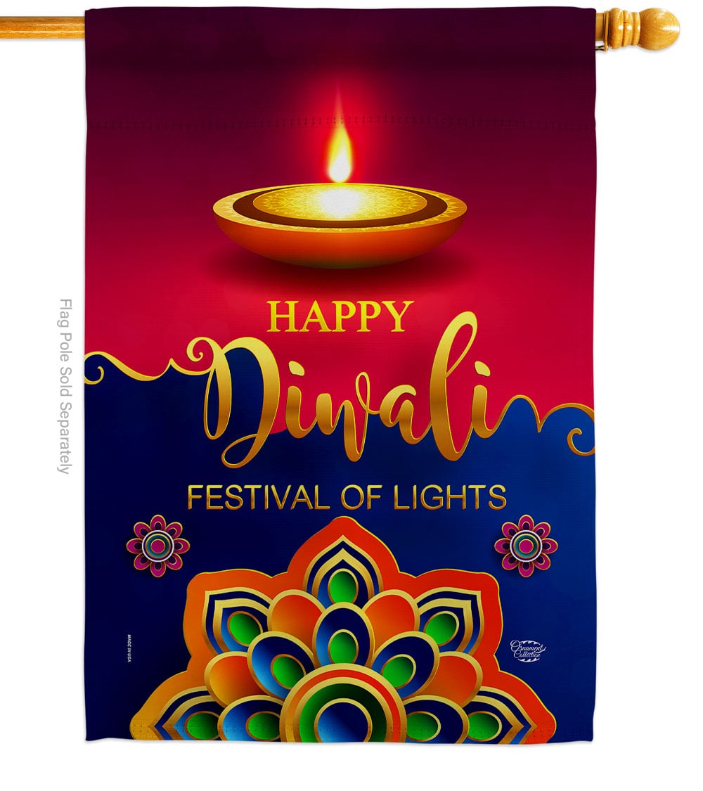 Deepawali Celebration Diwali Double-Sided Garden Decorative House Flag, Multi Color