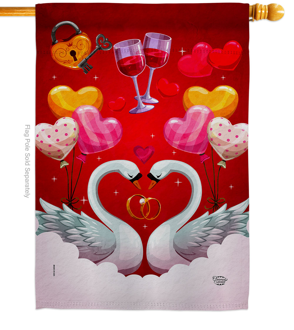 Sweet Couple Celebration Wedding Double-Sided Garden Decorative House Flag, Multi Color