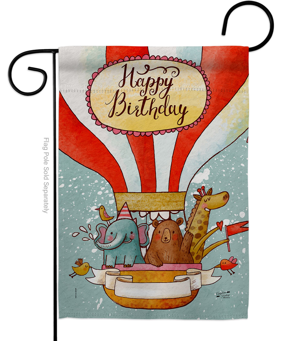 Birthday Cheers Celebration Double-Sided Decorative Garden Flag, Multi Color