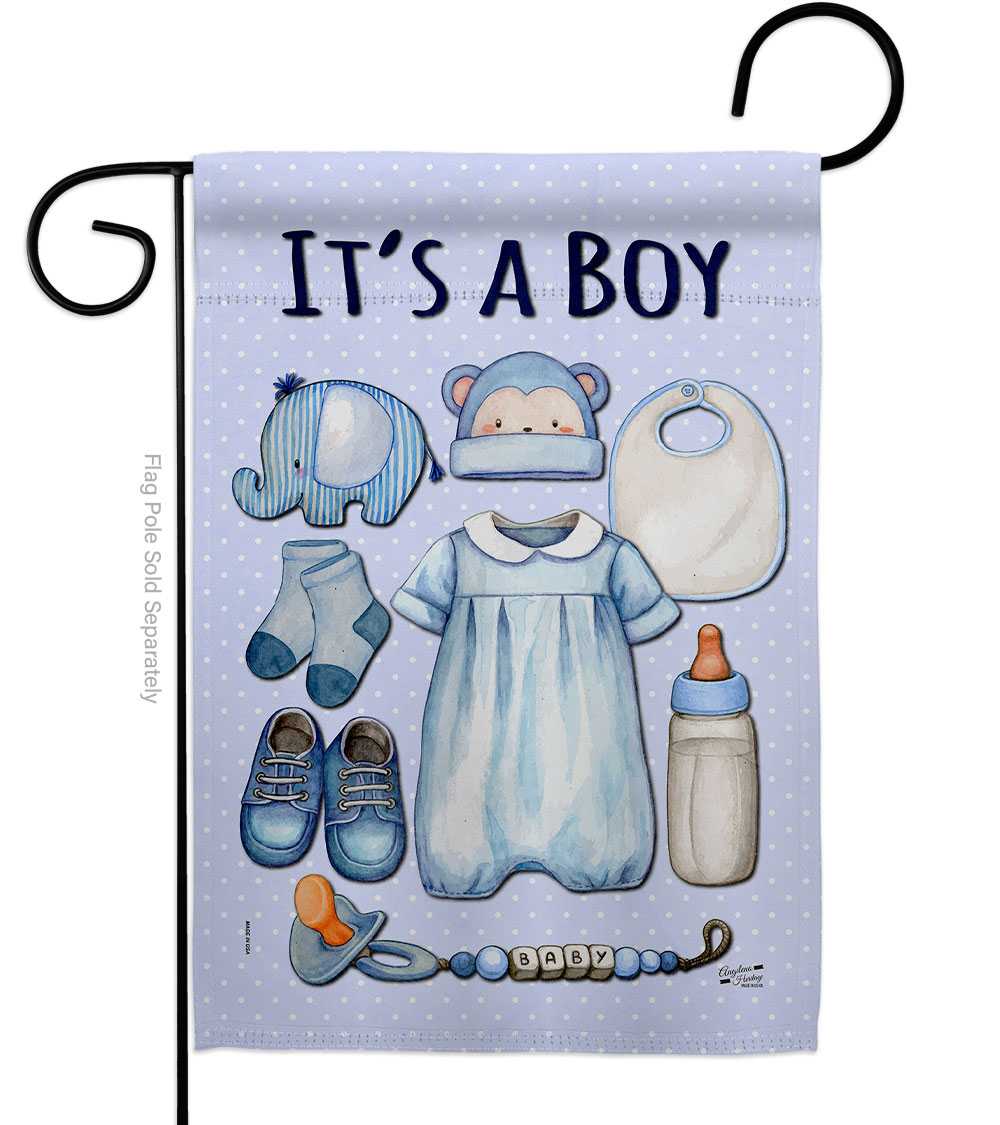 Baby Boy Celebration New Born Double-Sided Decorative Garden Flag, Multi Color