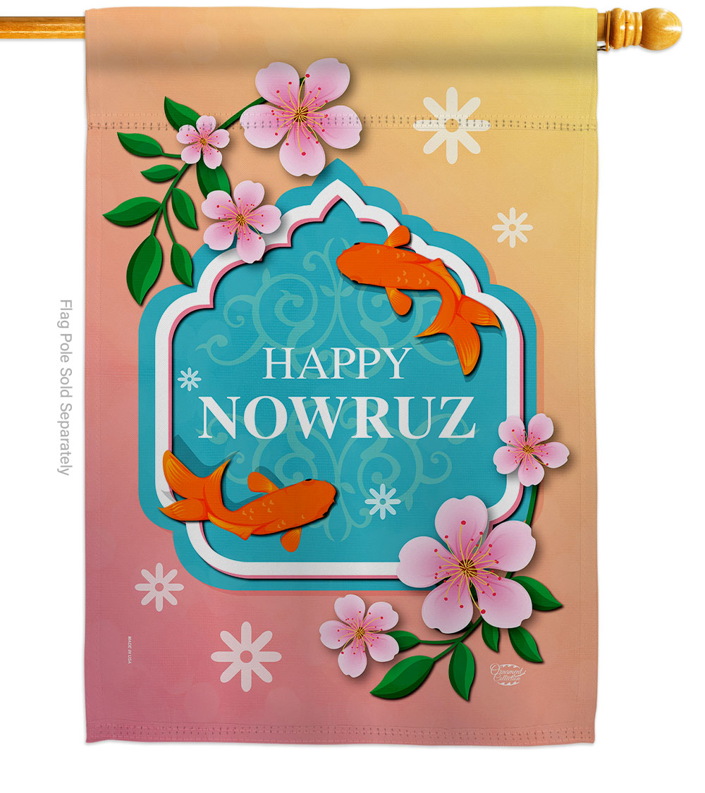 H192512-BO International Nowruz Day Celebration Double-Sided Garden Decorative House Flag, Multi Color