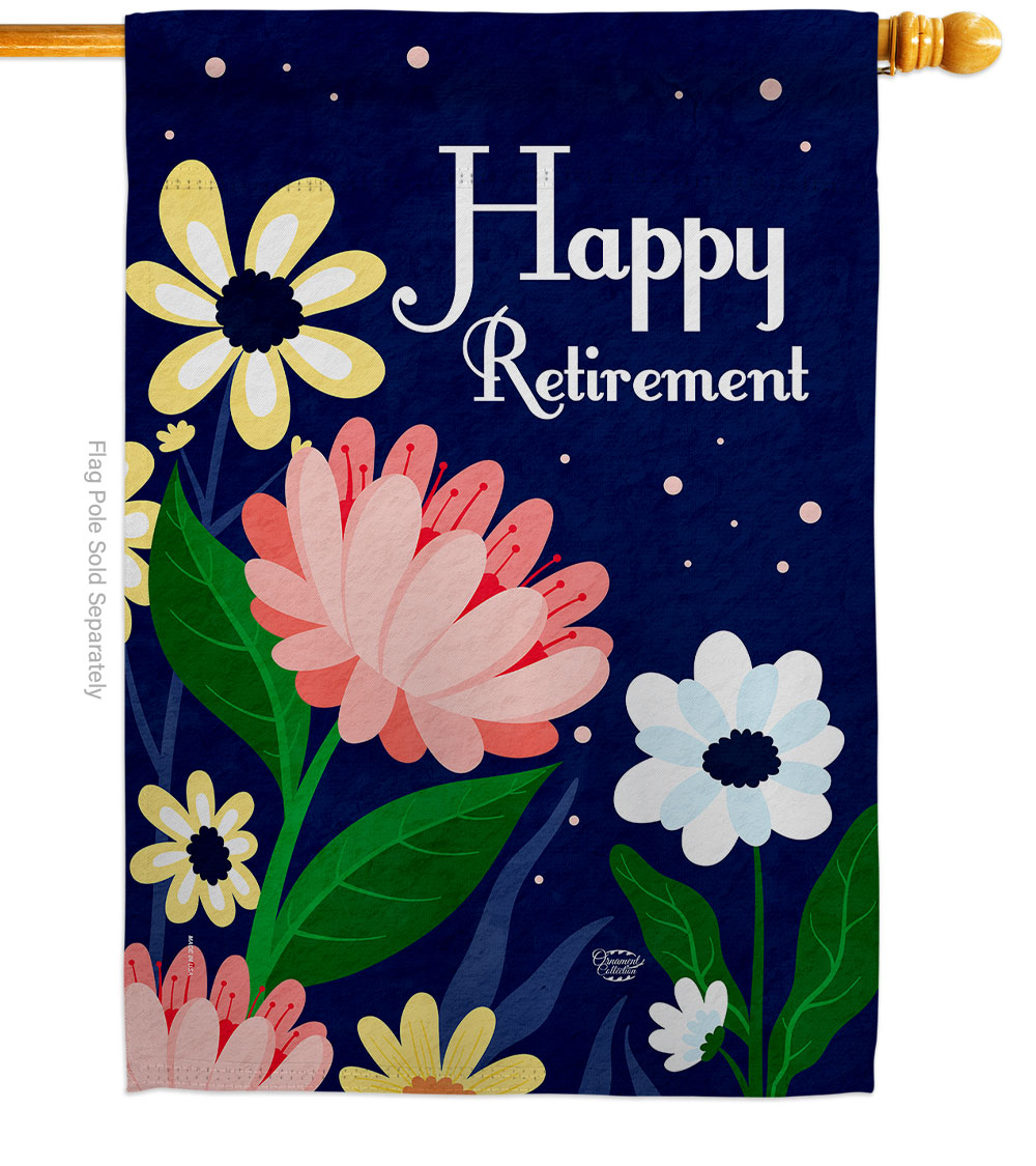 Happy Retirement Celebration Double-Sided Garden Decorative House Flag, Multi Color