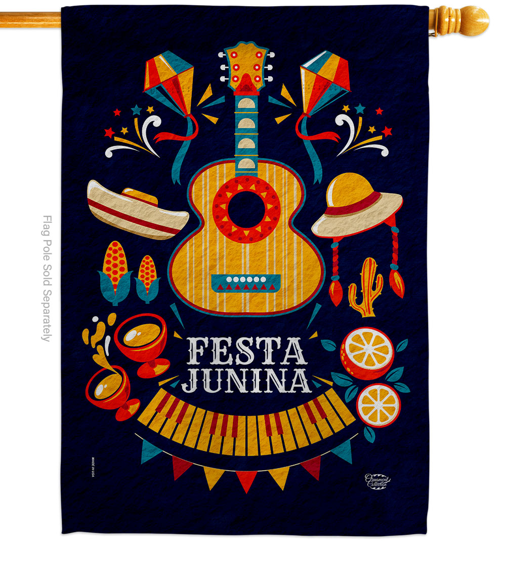 Festa Junina Celebration Double-Sided Garden Decorative House Flag, Multi Color