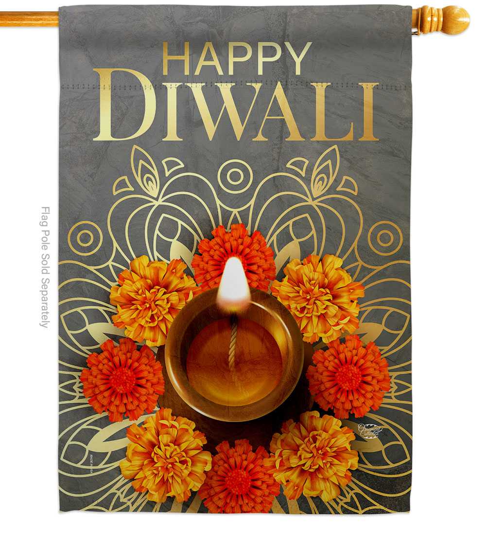 Festival Diwali Celebration Double-Sided Garden Decorative House Flag, Multi Color