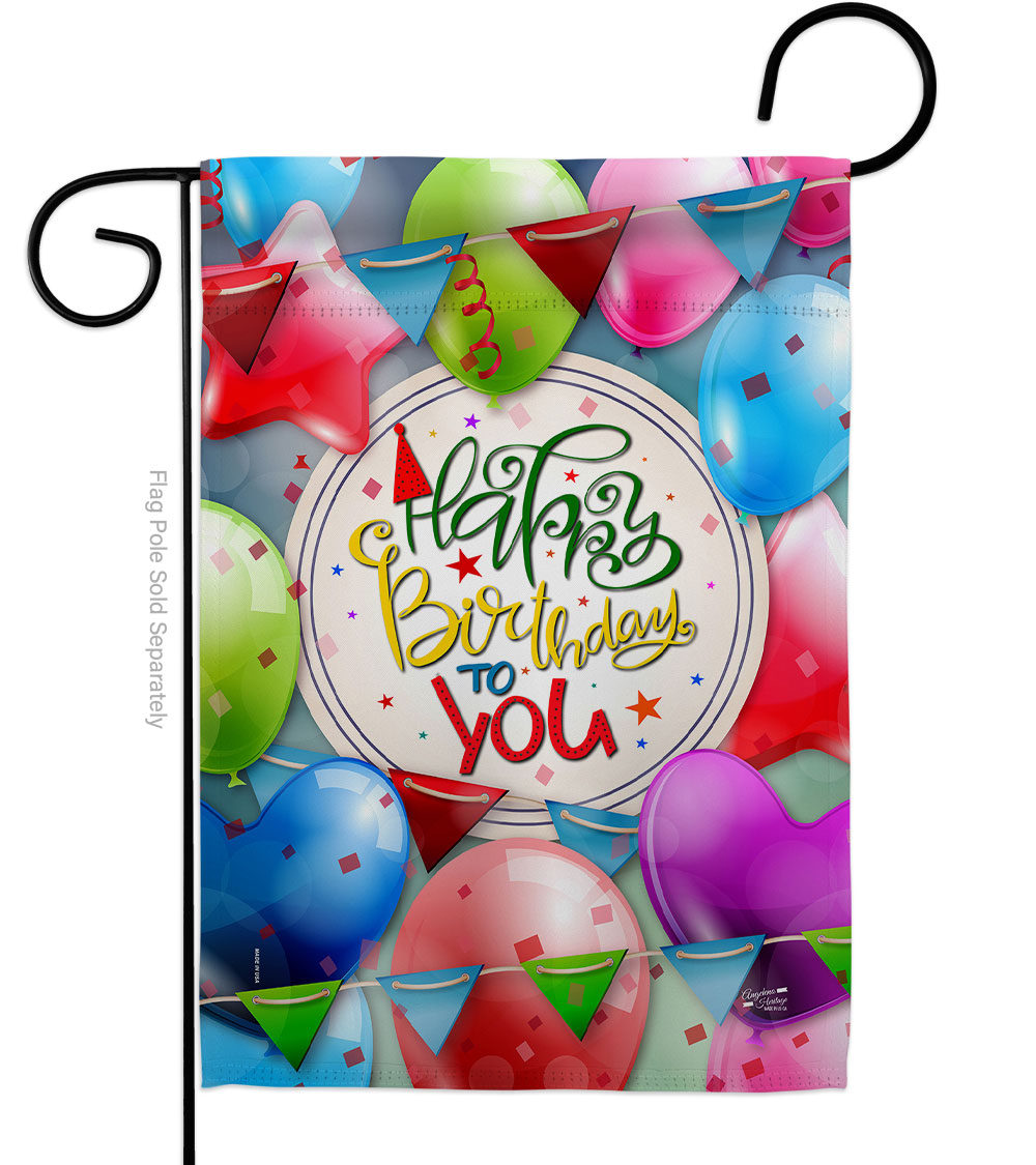 G135081-BO Birthday Celebration Double-Sided Decorative Garden Flag, Multi Color