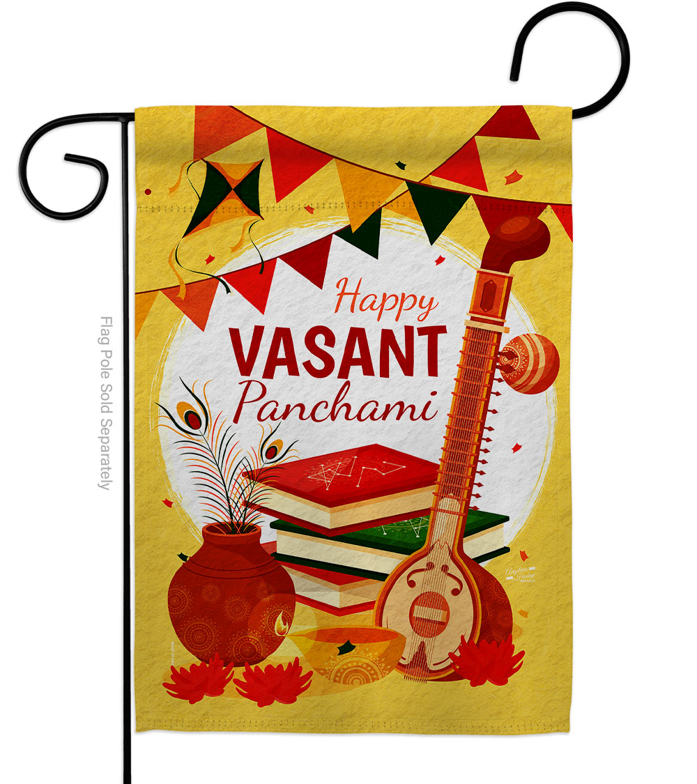 G135424-BO Vasant Panchami Celebration Basant Double-Sided Decorative Garden Flag, Multi Color