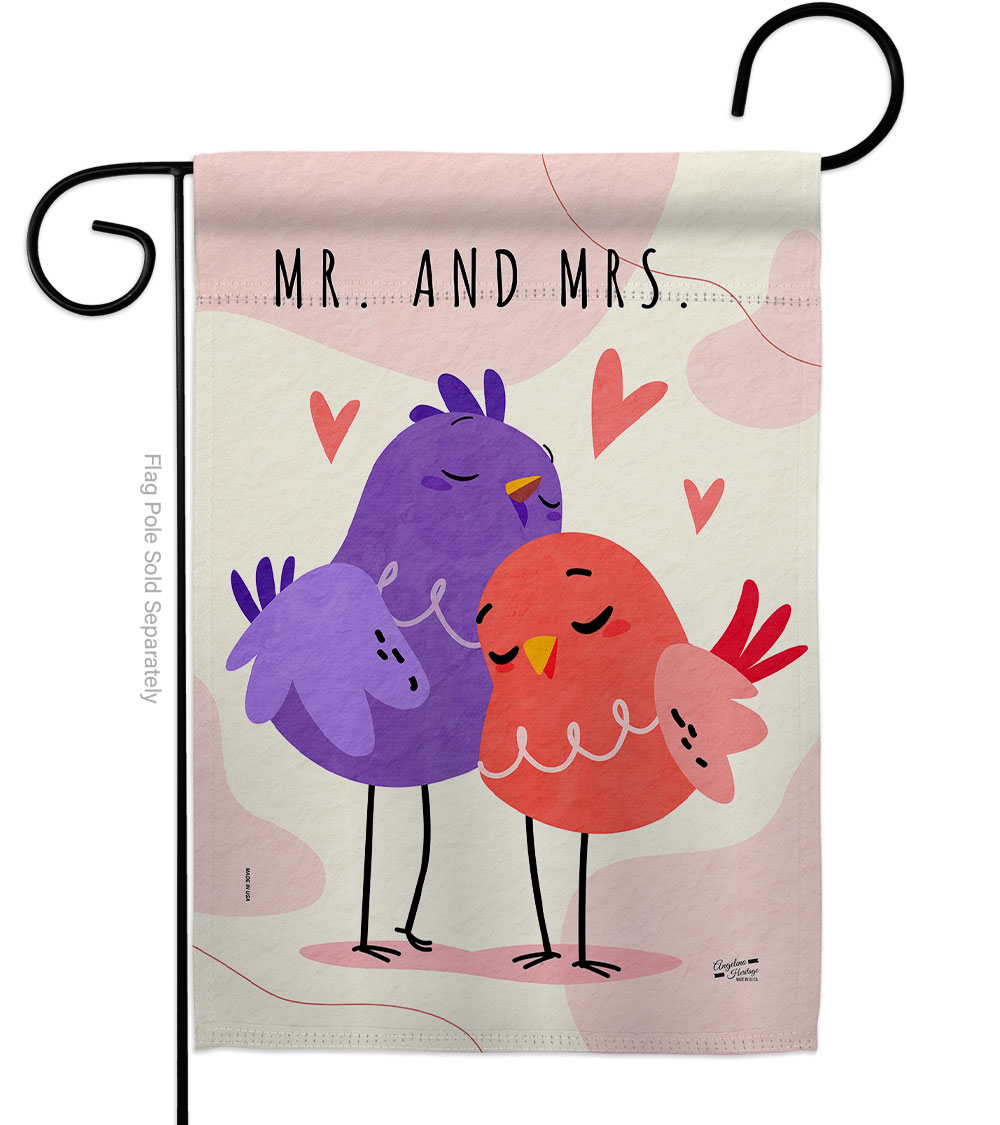 G135453-BO Sweet Mr & Mrs Celebration Wedding Double-Sided Decorative Garden Flag, Multi Color