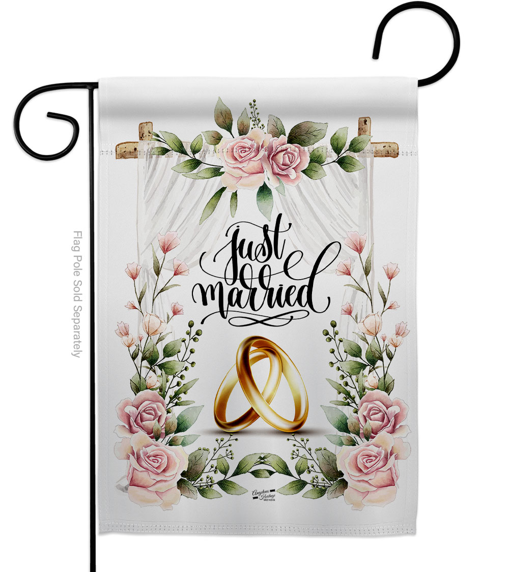G135506-BO Wedding Rings Celebration Double-Sided Decorative Garden Flag, Multi Color