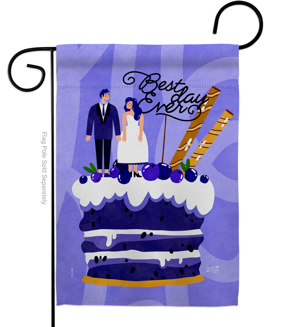 G135590-BO Best Day Ever Celebration Wedding Double-Sided Decorative Garden Flag, Multi Color