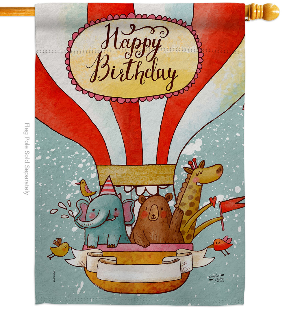 Birthday Cheers Celebration Double-Sided Garden Decorative House Flag, Multi Color