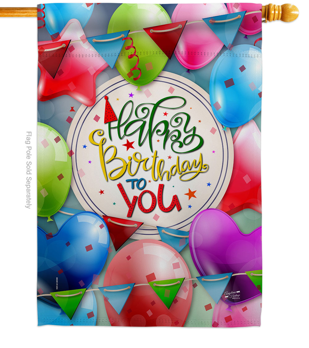 Celebrate Birthday Double-Sided Garden Decorative House Flag, Multi Color