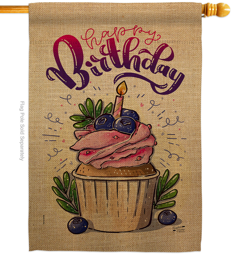 Birthday Cupcak Celebration Double-Sided Garden Decorative House Flag, Multi Color