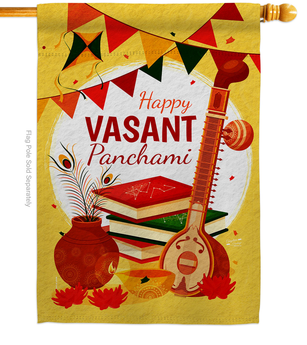 Vasant Panchami Celebration Basant Double-Sided Garden Decorative House Flag, Multi Color