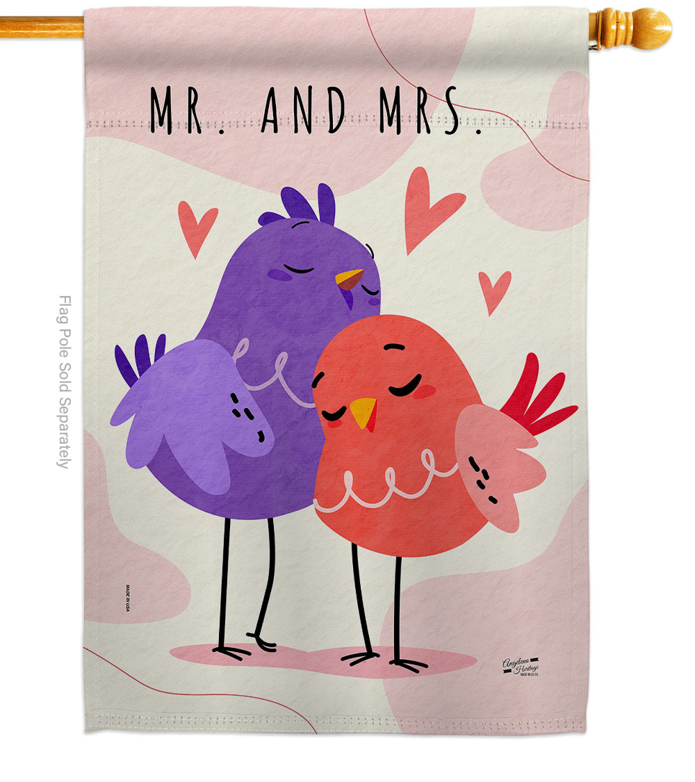 Sweet Mr & Mrs Celebration Wedding Double-Sided Garden Decorative House Flag, Multi Color