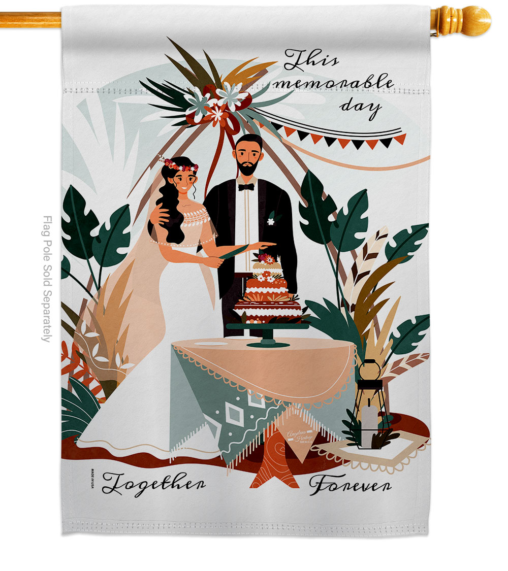 H137455-BO Together Forever Celebration Wedding Double-Sided Garden Decorative House Flag, Multi Color