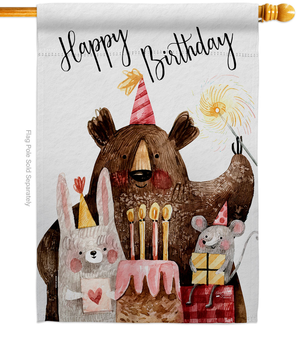Let Celebrate Birthday Double-Sided Garden Decorative House Flag, Multi Color