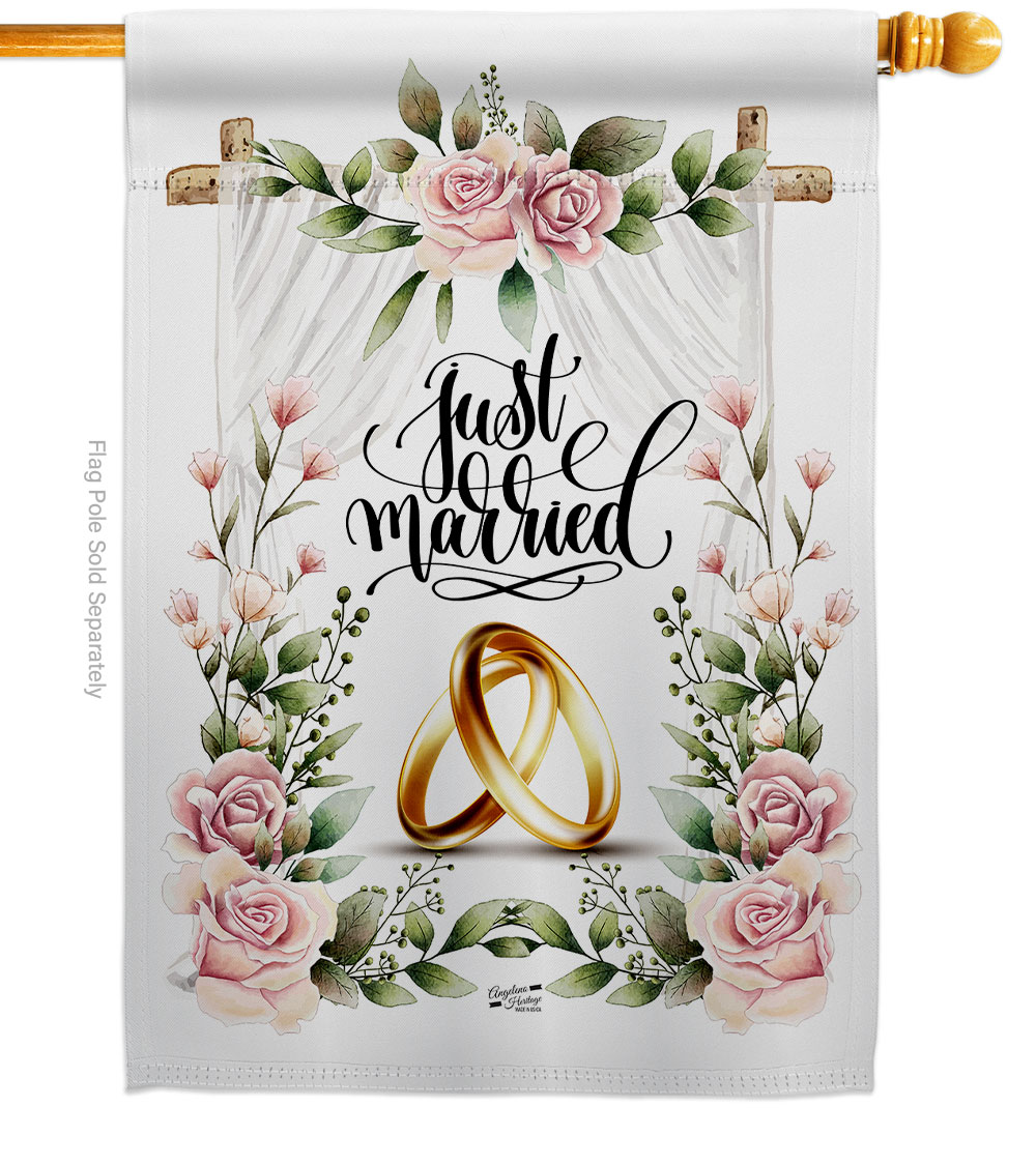 Wedding Rings Celebration Double-Sided Garden Decorative House Flag, Multi Color