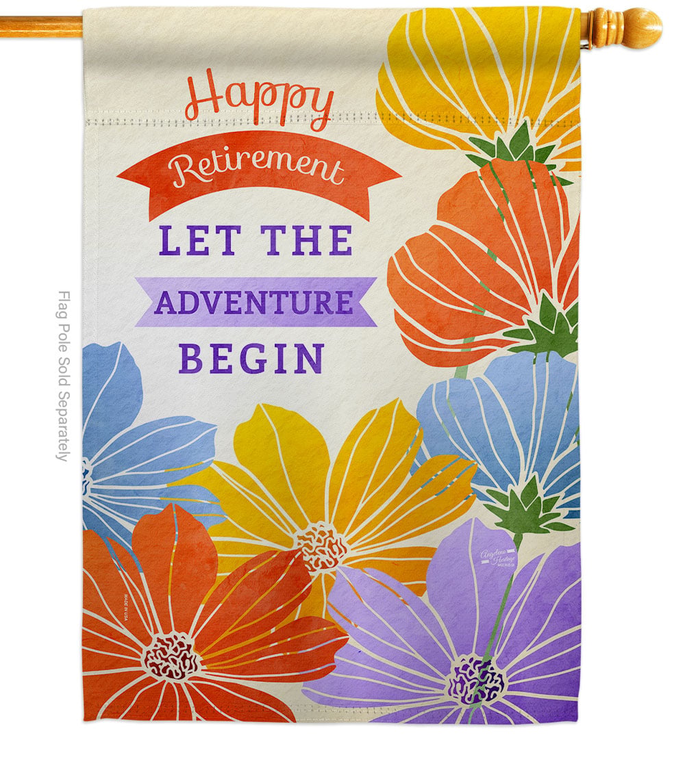 Retirement Adventure Celebration Double-Sided Garden Decorative House Flag, Multi Color