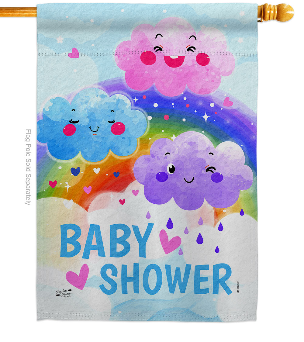 Cuite Baby Shower Celebration New Born Double-Sided Garden Decorative House Flag, Multi Color