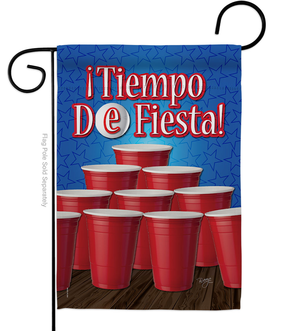 Tiempo de Fiesta Celebration Party Double-Sided Decorative Garden Flag, Multi Color