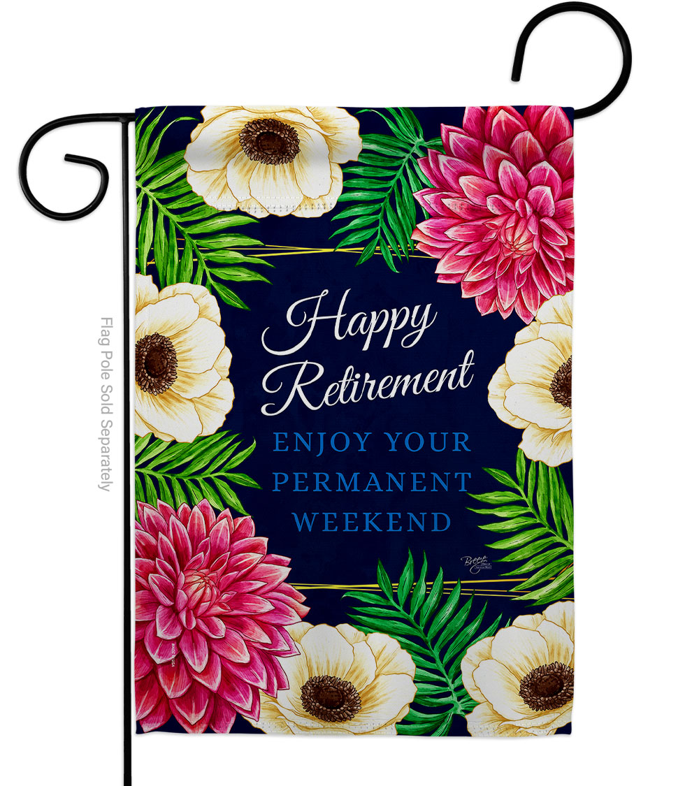 G158634-BO Enjoy Retirement Celebration Double-Sided Decorative Garden Flag, Multi Color