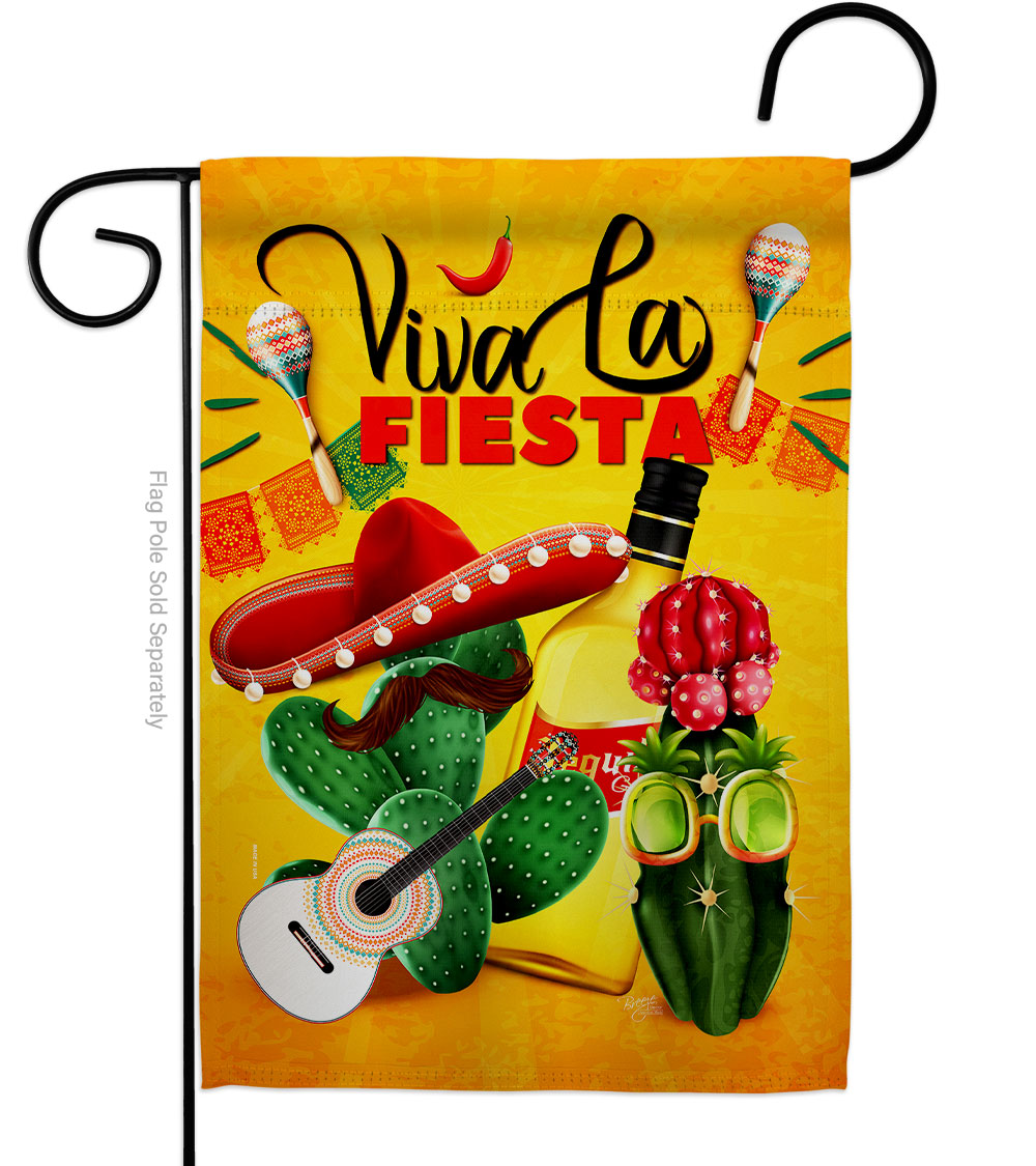G165249-BO Fiesta Fun Celebration Party Double-Sided Decorative Garden Flag, Multi Color