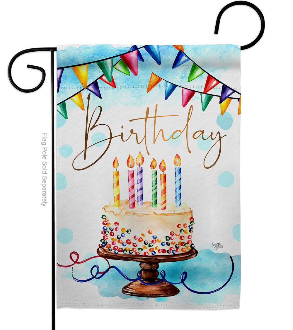 G165260-BO Birthday Celebration Double-Sided Decorative Garden Flag, Multi Color