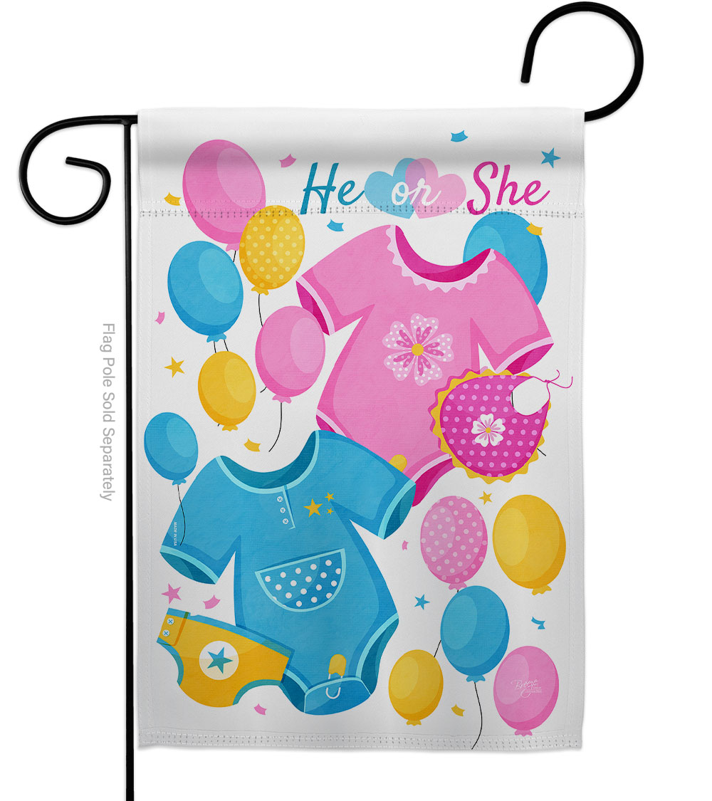 G165262-BO He-She Celebration New Born Double-Sided Decorative Garden Flag, Multi Color