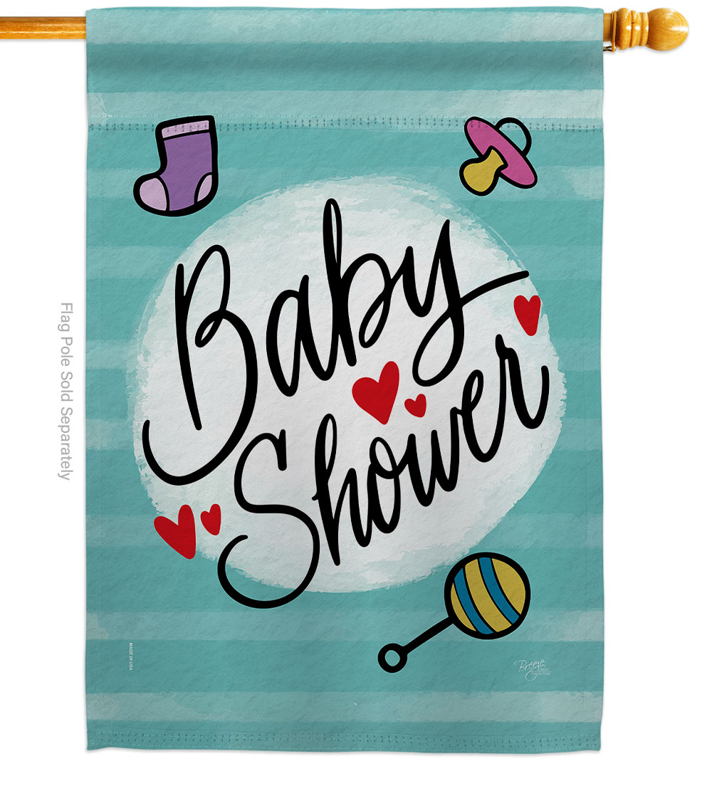 Baby Shower Celebration New Born Double-Sided Garden Decorative House Flag, Multi Color