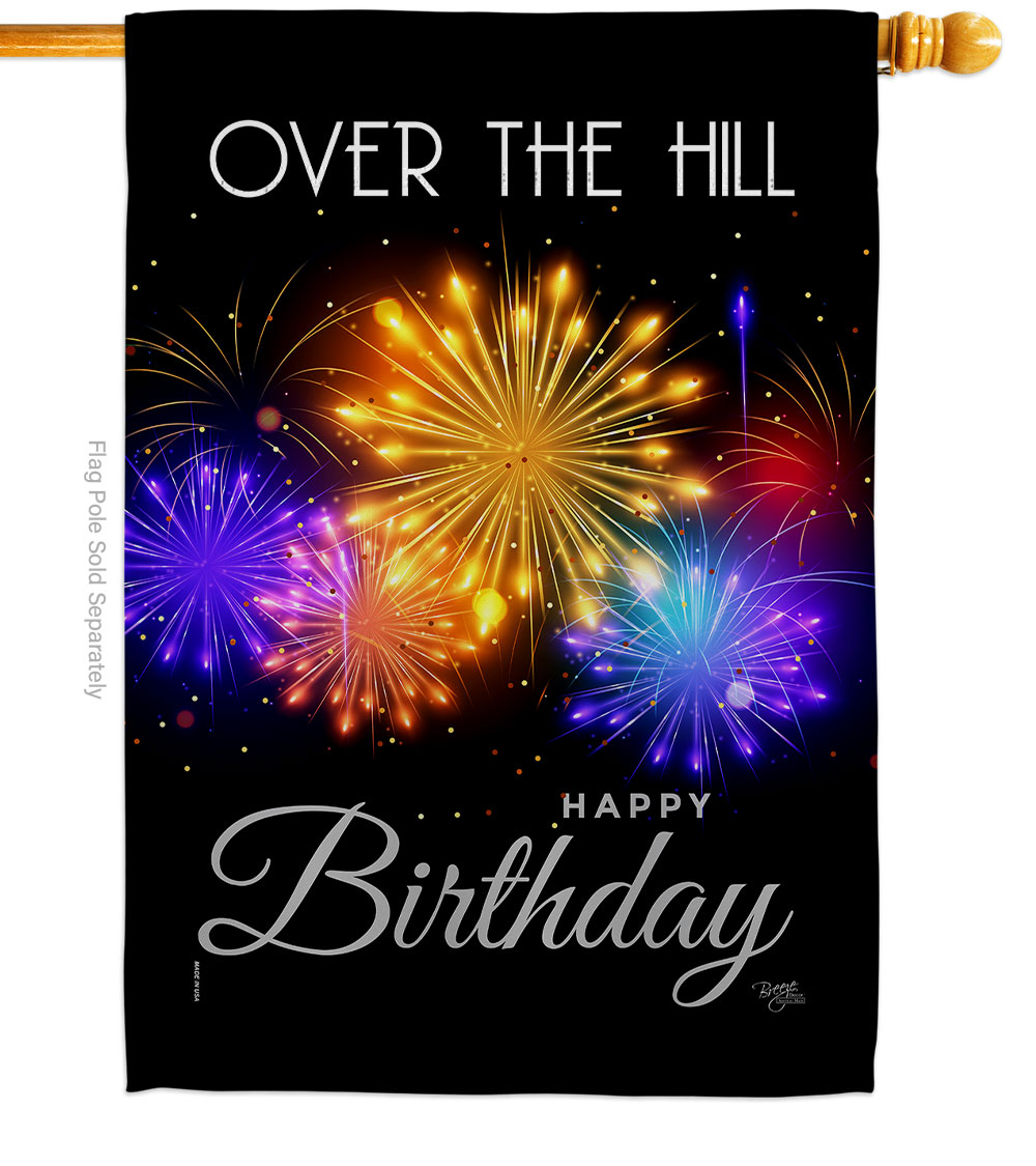 H115259-BO Over the Hill Celebration Double-Sided Garden Decorative House Flag, Multi Color