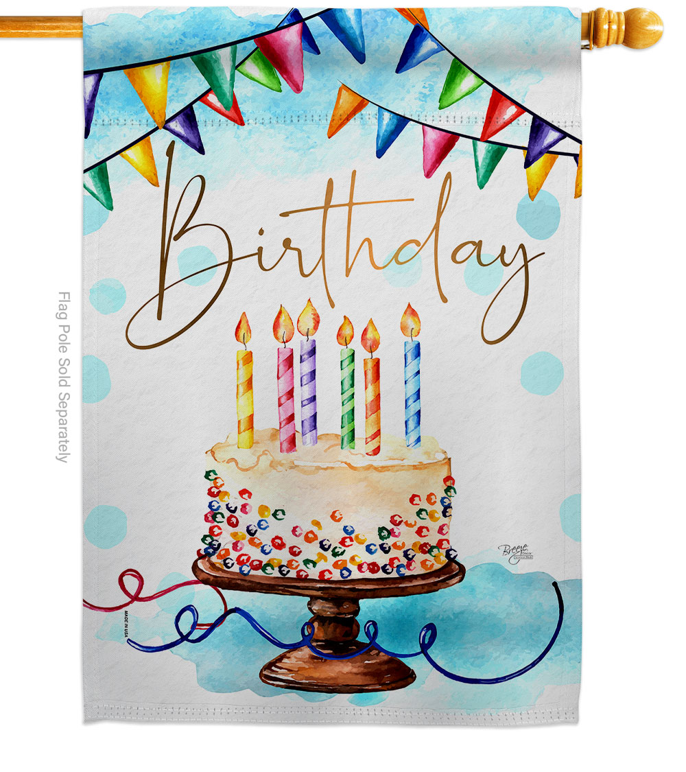 Birthday Celebration Double-Sided Garden Decorative House Flag, Multi Color
