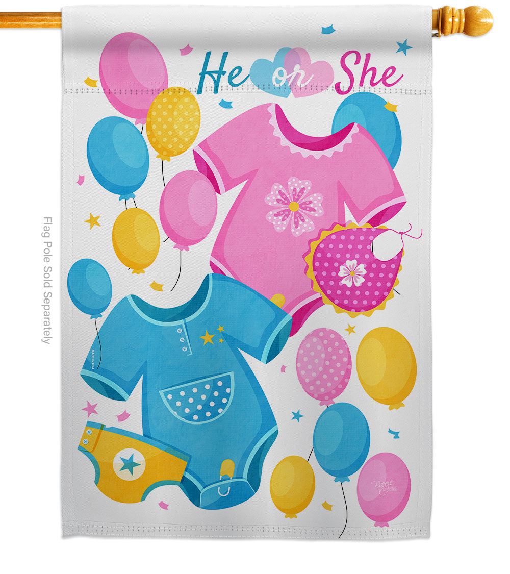 He-She Celebration New Born Double-Sided Garden Decorative House Flag, Multi Color