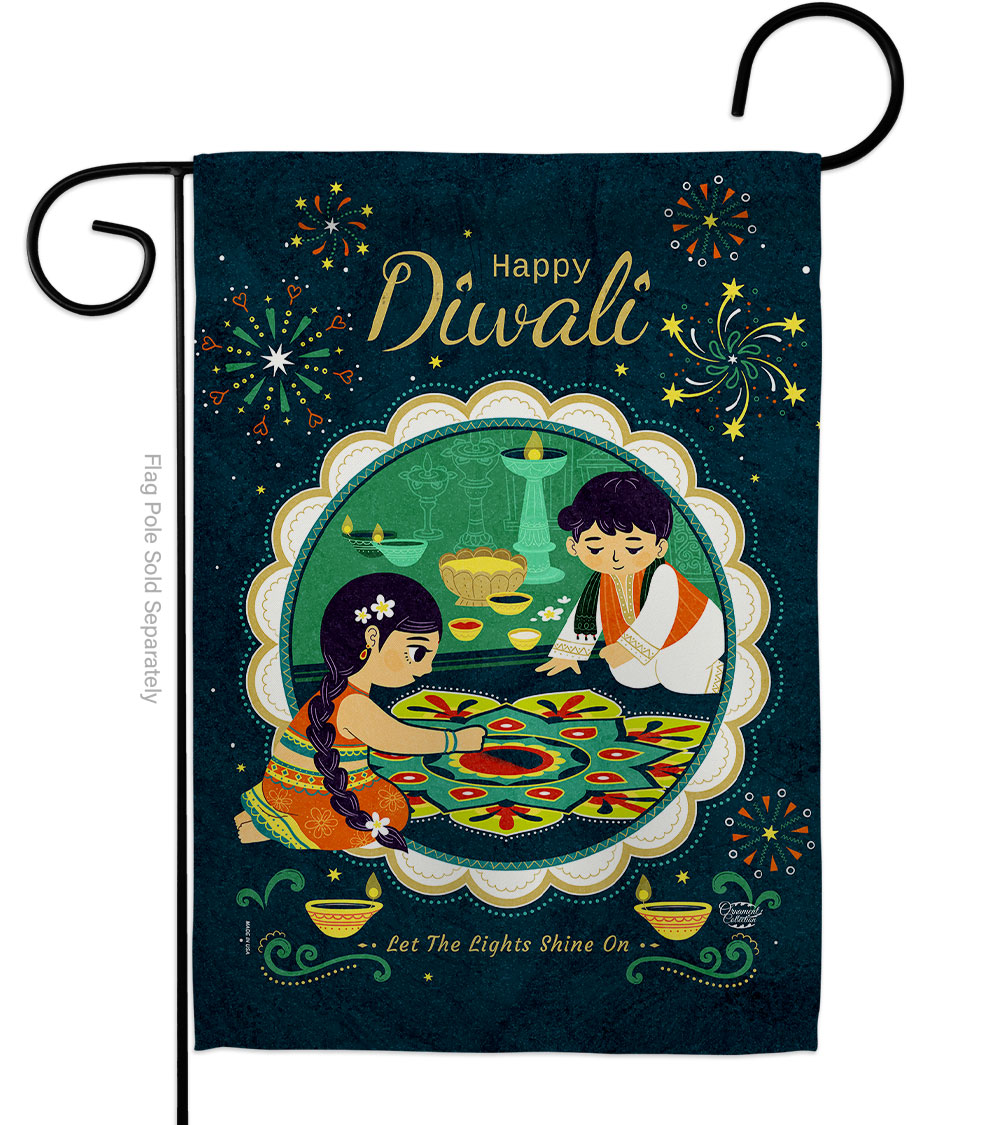 Diwali Shine On Celebration Double-Sided Decorative Garden Flag, Multi Color