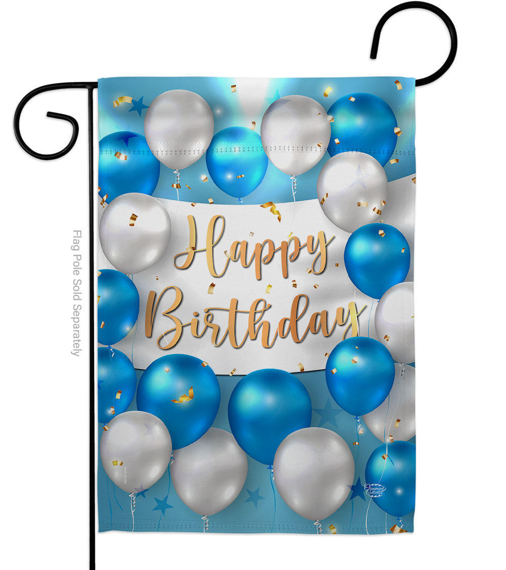 Birthday Balloons Celebration Double-Sided Decorative Garden Flag, Multi Color