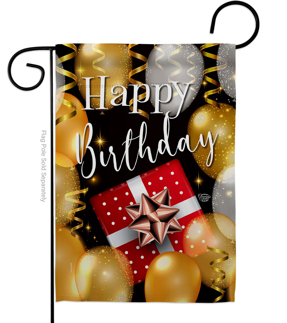 G192155-BO Happy Birthday Celebration Double-Sided Decorative Garden Flag, Multi Color