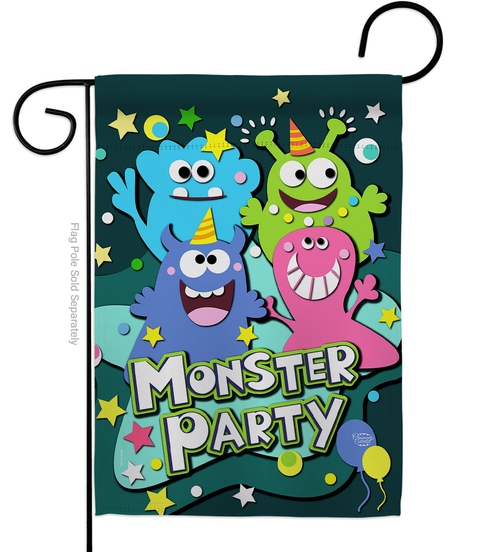 Monster Party Celebration Double-Sided Decorative Garden Flag, Multi Color
