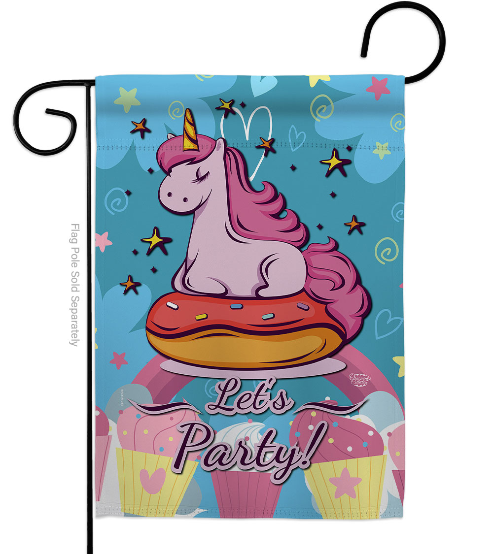 Unicorn Party Celebration Double-Sided Decorative Garden Flag, Multi Color