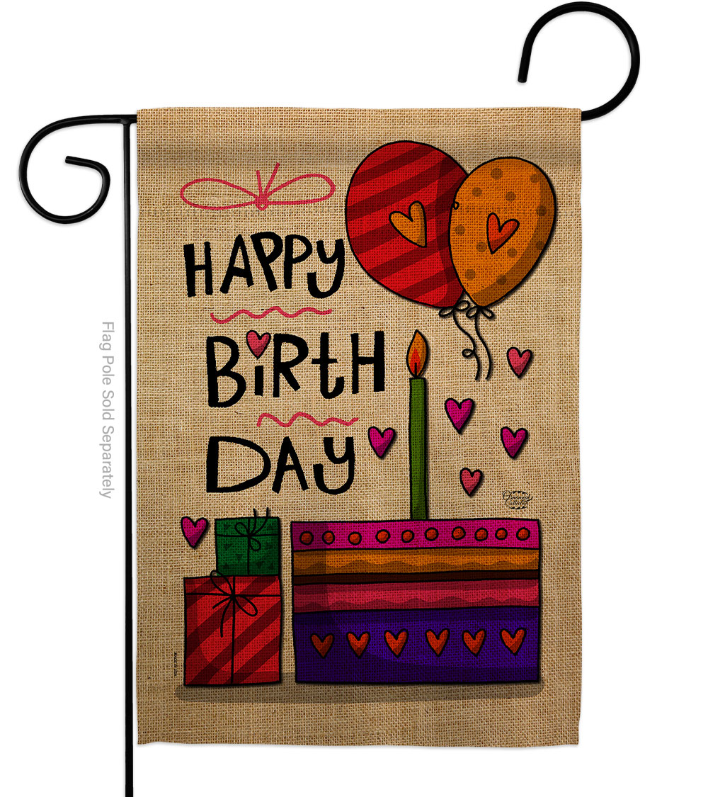 Happy Birth Day Celebration Birthday Double-Sided Decorative Garden Flag, Multi Color