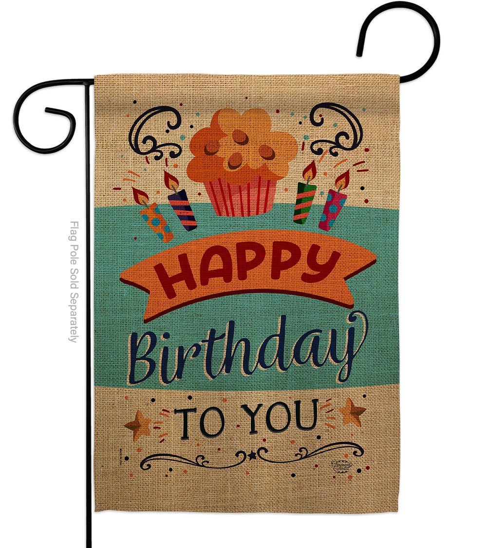 Birthday to You Celebration Double-Sided Decorative Garden Flag, Multi Color