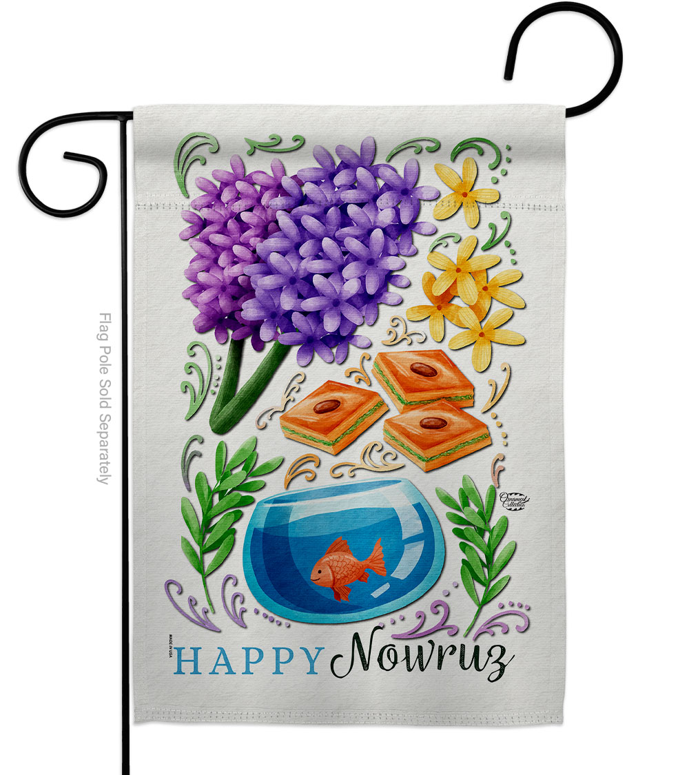 Persian New Year Celebration Nowruz Double-Sided Decorative Garden Flag, Multi Color