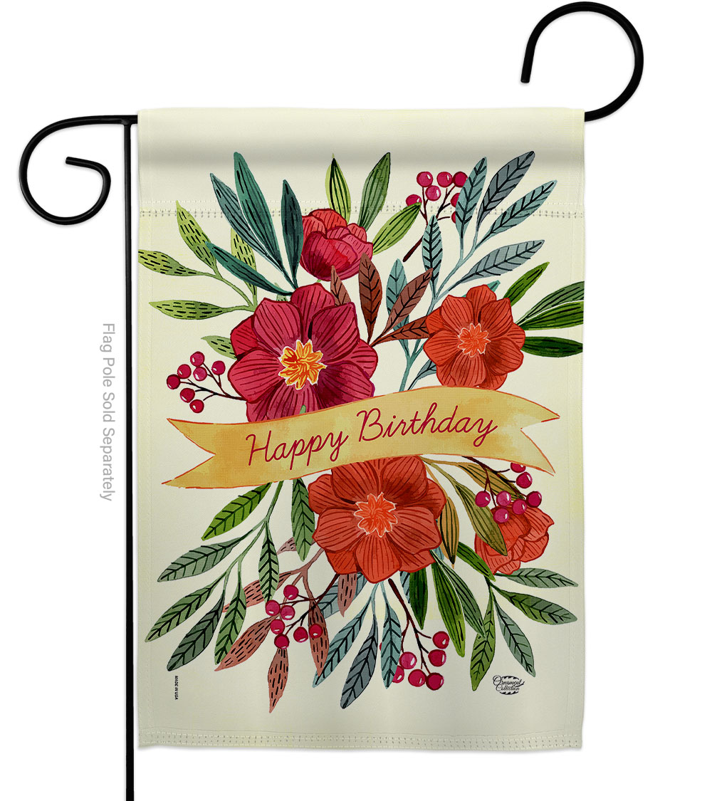 Happy Birthday Celebration Double-Sided Decorative Garden Flag, Multi Color