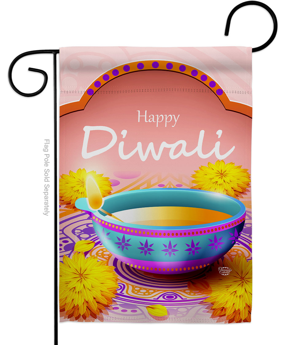 Happy Diwali Celebration Double-Sided Decorative Garden Flag, Multi Color